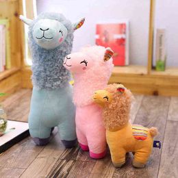 Cute 3545Cm Colour Alpaca Lama Cuddle Doll Animal Cuddle Dolls Japanese Soft Plush Alpacasso For kids Birthday Gift J220729