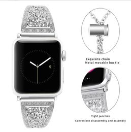 Wholesales Drop ship iwatch flower-shaped metal watch bands Special design stainless steel diamond adjustable strap for Apple watches 1/2/3/4