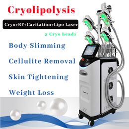 Vacuum Therapy 5 Cryo Heads Slimming Body Line Rf Cavitation Machine Fat Freezing Cryotherapy Reshaping Buttock Weight Loss Stand Equipment