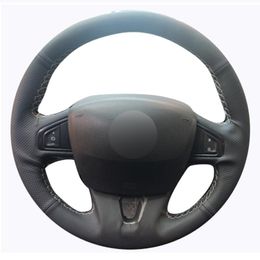 Steering Wheel Covers Non-slip Black Geniune Leather Car Cover For Megane 3 2009-2014 Scenic 2010-2022 Fluence ZE 2009-2022