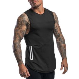 Summer bodybuilding Fitness Tank Tops Workout quick-drying Sleeveless shirt men pure Colour Sports undershirt Vest W220426