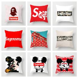 Classic designer signage pillow case cushion cover classic letter brand SU red pattern 45X45CM for home decoration throw pillowcase HT1636 Best quality