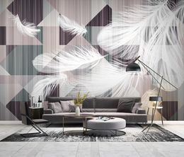 creative feather 3D Wallpaper wall decorations living room Bedroom Sofa TV Background Wall Decoration papier peint mural grande taille
