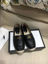 Luxury Designer Platform Women Double Hardware Genuine Leather Slip-on Espadrille Sandal Soft Bottom Casual Shoes mjjjNB089489