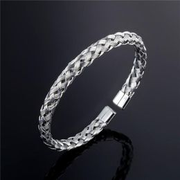 Bangle Stainless Steel Bracelet High Quality Open Round Shape Wheat Weave For Girl Jewelry GiftsBangle