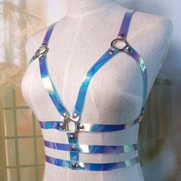 Belts Women Laser Transparent PVC Caged Bra Body Harness Belt Sexy Waist Female Holographic