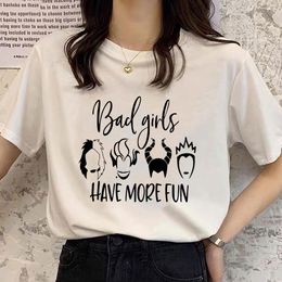 Bad Girls Have More Fun Classy Villains Group Print T Shirt Women Top Cartoon Tees Harajuku T-shirt Fashion Female