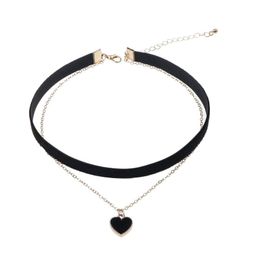 Chokers High Quality Sexy Heart Pendant For Parties Double Layers Gothic Lace Women Necklaces Neck Jewellery Girl GiftChokers