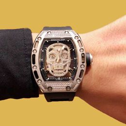 Luxury Mens Mechanics Watches Richa Milles Wristwatch Skull Watch Same Multifunctional Hollow Out Mechanical r Wo Rm011