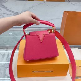 2022Ssw Womens Mini Baby Pink Capucines Calfskin Bags Genuine Leather Top Handle Totes Detachable Crossbody Shoulder Strap Multi Pochette Designer Handbags 20CM