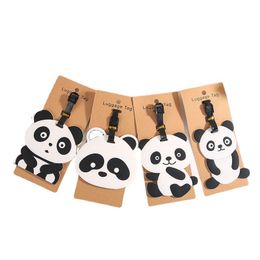 Creative PVC Panda Luggage Tag Keychain Party Favour Portable Cartoon Travel Label Keyring