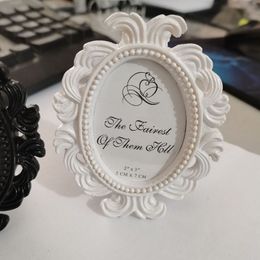 50pcs legant Frames Elliptical Baroque European Resin Place Card Holder Wedding Party Gift Favor Photo Frame favor Black White Color