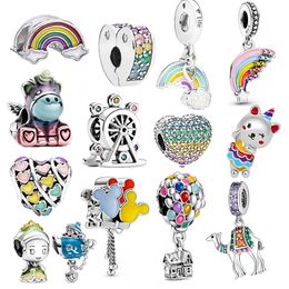 925 Sterling Silver Charms New Product Colour Rainbow Balloon Charms Bead Pendant Original Beads Fit Pandora Bracelet Jewellery Making DIY Gift