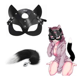 sexy Toys for Woman Cosplay foxs Mask Tail Anal Plug Metal Anus Butt Half Cat Party sexyy Adult Game s BDSM