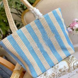 Straw Beach Bags Knitting Handbag Embroidered Letters Women Tote Shoulder High Quality Shopping Bucket Spring Outting 220812