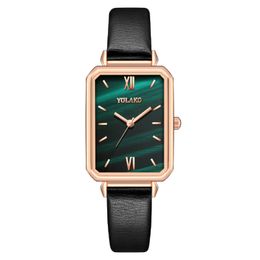Modeuhren Damen-Armbanduhren für Damen, rechteckige Uhr mit Dornschließe Y0406