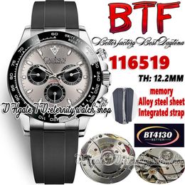 BTF Better Factory bt116519 Herrenuhr Cal.4130 SA4130 Chronograph Automatik TH 12,2 mm Keramiklünette Cool Grey Dial 904L Stahlgehäuse Kautschukband Ewigkeitsuhren