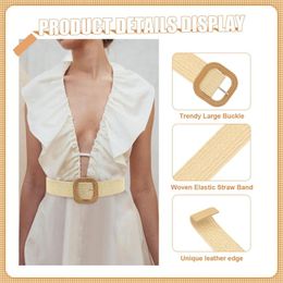 Belts Women Belt Straw Woven Elastic Stretch Wide Waist For Dresses With Buckle Black Stockings Garter Non BeltBelts