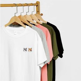 Mens Luxury Maison Stretch Cotton Jersey TShirt Male Short Sleeve Street Fashion Loose 200g Cotton Casual Tee D220611