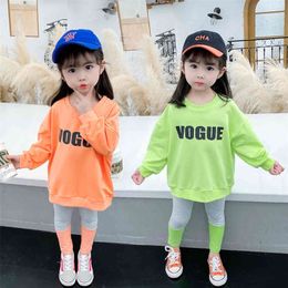 Kids Clothes Girls Letter Sweatshirt Leggings Girls Clothing Patchwork Children Clothes Girl Spring Autumn Girl Clothes 210412