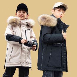 -30 Grade Children Winter Jacket Thicker Warm 2021 New Boys Down Jacket Real Fur Girl Snowsuit Parka Fashion Jacket for Girl 5-12Y J220718