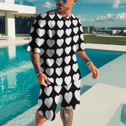 Men's Tracksuits Summer Fun Pattern Printing Men Suit 2022 Fashion Casual Beach Shorts Clothes Oversized O-Neck TShirt 2 Piece Set Of PantsM
