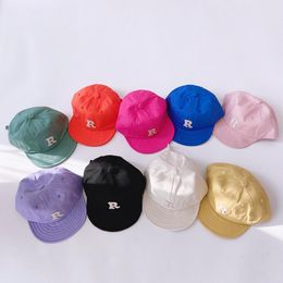 Hair Accessories Spring Summer Baby Baseball Hats Cotton Kids Boys Girls Sun Fashion Letter R Pattern Children Peaked Caps