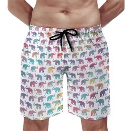 Men's Shorts Colourful Elephant Board Elephants On Parade In Watercolour Men Funny Short Pants Design Plus Size Swim TrunksMen's
