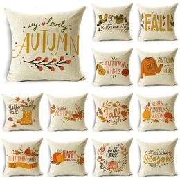 Cushion/Decorative Pillow Fall Pumpkin Decorative Pillowcase Autumn Rustic Linen Cushion Cover For Couch Sofa Chair Bedroom 40cm/45cm And 50