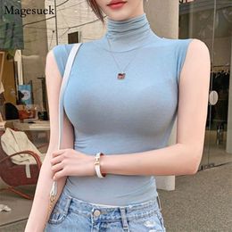 Summer Modal Corset Tops To Wear Out Sleeveless Turtleneck For Women Korean Casual White Tank Top Clothes 11972 220325