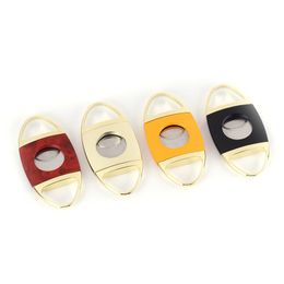 2022 factory supply Multicolor Zinc Alloy Cigar Cutter Simple Stainless Steel Double Edge Cigar Cutter Printable LOGO