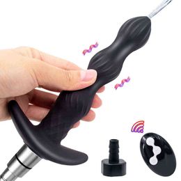 Nxy Anal Toys Vibrator Enema Cleansing Remote Control Bdsm Beads Masturbator Ass Plug Dildo Rinse Silicone Buttplug Sex Toy 220420