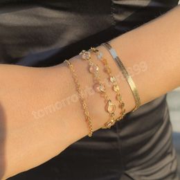 Fashion Exquisite Crystal Glass Bracelets For Women Simple Chain Bracelet Metal Sequin Set Bracelet Jewelry Gift