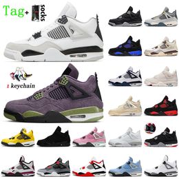 purple crafts NZ - 2022 With Socks Jordens 4 Jumpman 4s Basketball Shoes For Women Mens Jorden4s Craft Canyon Purple Military Black Canvas Midnight Navy White Oreo Trainers Sneakers