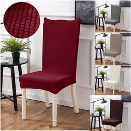 Chair Covers Solid Colour Grey Wine Red Polar Fleece Thickened Elastic Dining Seat Cover Removable Washable Stretch CoverChair