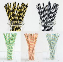 Drinking Straws Colour Paper Party Originality Environmental Protection Disposable Stripe Wave Dot Straw Casual Coffee Birthday PartyDrinking