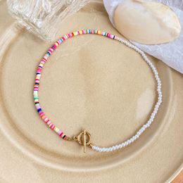 Choker Chokers Colourful Rice Beads Imitation Pearls Necklace For Women Gold String Beaded Fish Line Necklaces Fashion JewelryChokers