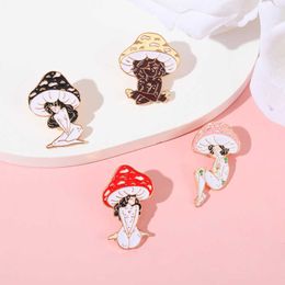 Plant mushroom anthropomorphic poisonous mushroom girl metal badge paint creative Brooch