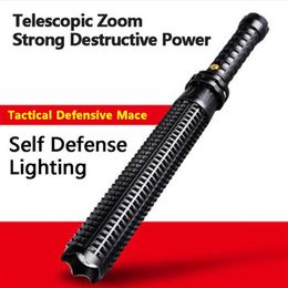 self defense flashlights UK - whole Led flashlight 2000 lumens CREE Q5 Adjustable zoom Self defense Tactical light torch for 18650 or AAA battery240m