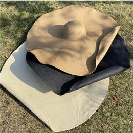 Wide Brim Hats Oversized Fashion Large Sun Hat Beach Anti-UV Protection Foldable Straw Sombrero Lace Up Gorras1