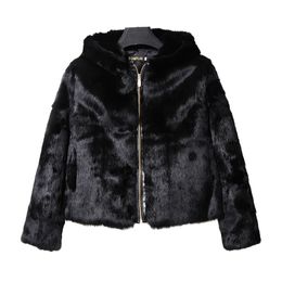 women winter jacket hooded real fur coat zipper parka lady pure rabbit fur coat Customise plus size high street wsr668 201103