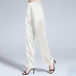 Women's Pants & Capris 2022 Summer Heavy Silk Trousers Loose Straight Wide-leg Mulberry Large Size Mother Wild 21A03