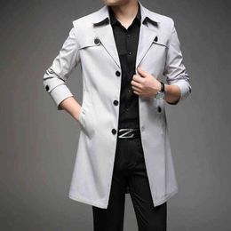 Thoshine Brand Spring Autumn Men Trench Coats Superior Quality Male Fashion Outerwear Jackets Long Plus Size L220725