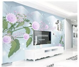 Custom Wallpaper Modern Chinese style simple Home and wealthsmall fresh flowers For living room bedroom background wall