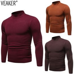 Mens Sexy Slim Fit Turtleneck Sweater Pullover Male Autumn Solid Colour Long Sleeve High Neck Knitted Sweater Pullovers 220817