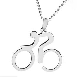 Steel Stainless Punk Bike Pendant Necklace for Men Women Body Building Bicycle Sports Jewelry Nice Gifts Cool Cycling Necklaces226x
