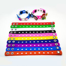 MOQ 200pcs wholesale optional 17 Colours 18cm soft silicone wristlets bracelets wristbands fit with croc JIBZ charms shoe accessories kids gifts