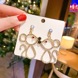 Dangle & Chandelier Earrings For Women Crystal Cute Fashion Girls Animal Jewellery Trend 2022 Mouse Rhinestone Drop BridalDangle Mill22