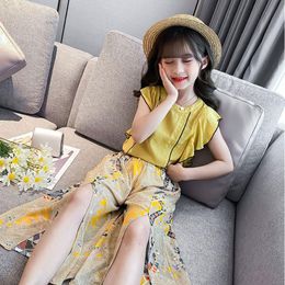 Clothing Sets Selling 2022 Summer Pullover T-shirt And Casual Loose Pant 2Pieces Baby Girl Outfit Age For 4-14Y Cute Little ClothesClothing