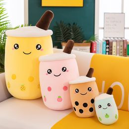 Plush Boba Tea Cup Toy Bubble Tea Pillow Cushion Cute Fruit Drink Plush Stuffed Soft Apple Pink Strawberry Milk Tea Kids Gift sxjun8